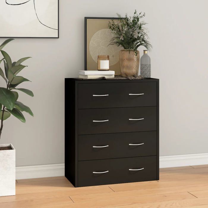 CLOUD Meuble de rangement,Commode Armoire Buffet avec 4 tiroirs 60x30,5x71 cm Noir CHYNEW9431775