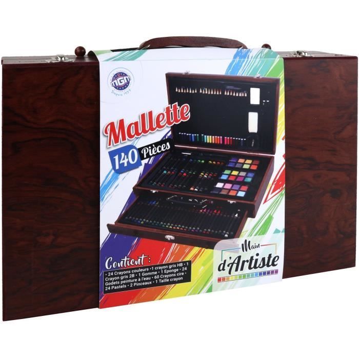 Mallette XXL De 140 Pièces - MAIN D'ARTISTE- Boite À Dessin - Activités Manuelles - Kit Complet - Art Plastiques