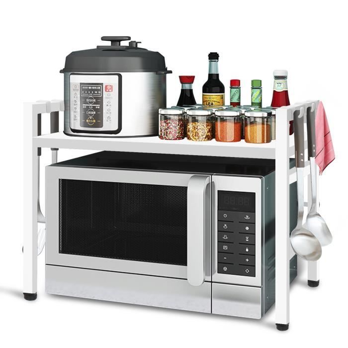 Support de Four à Micro-Ondes Extensible - TODECO - Blanc - Charge 25 Kg - 36-60 x 36 x 35-44cm