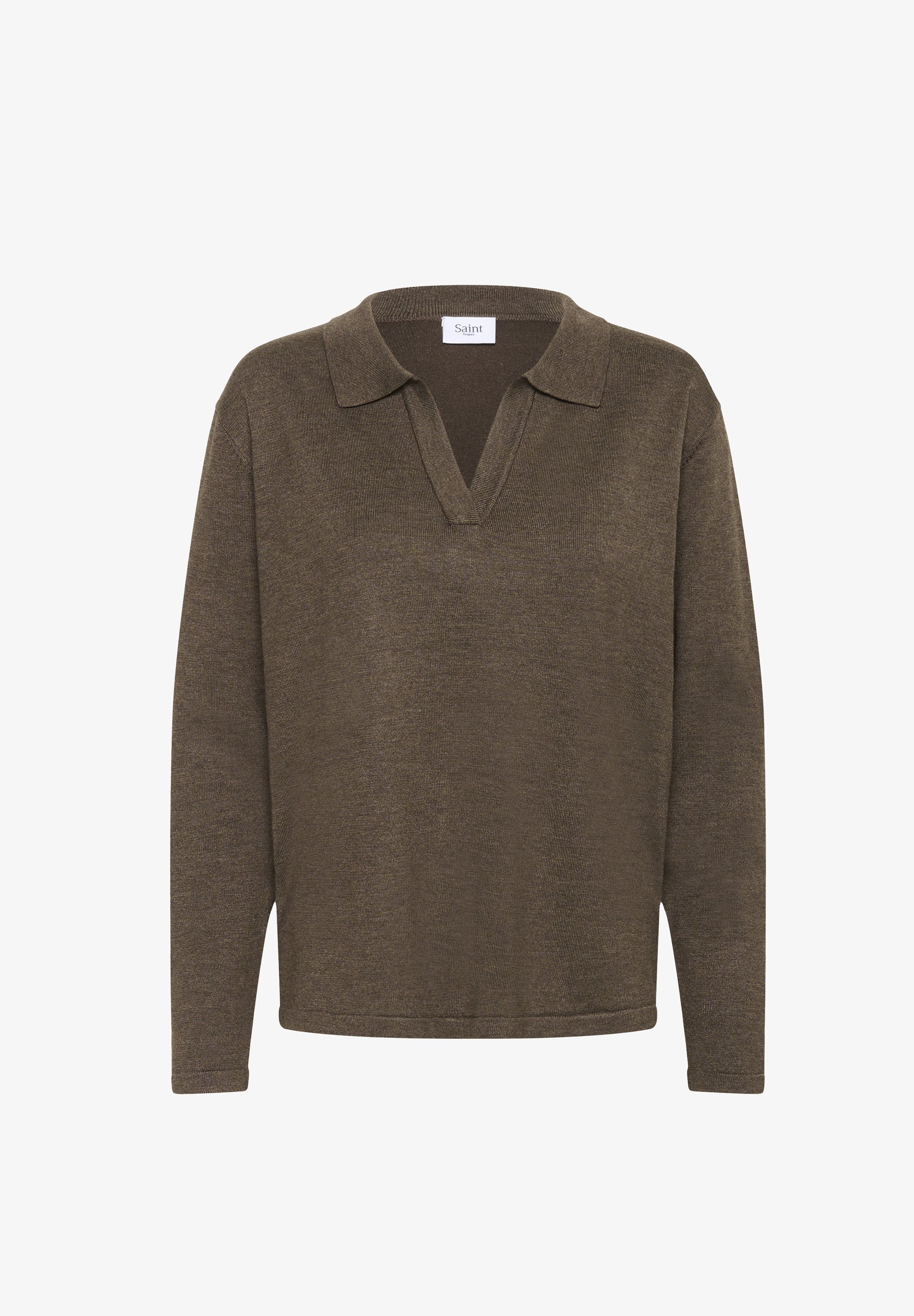 Saint Tropez top met lange mouwen - grote bruine melange