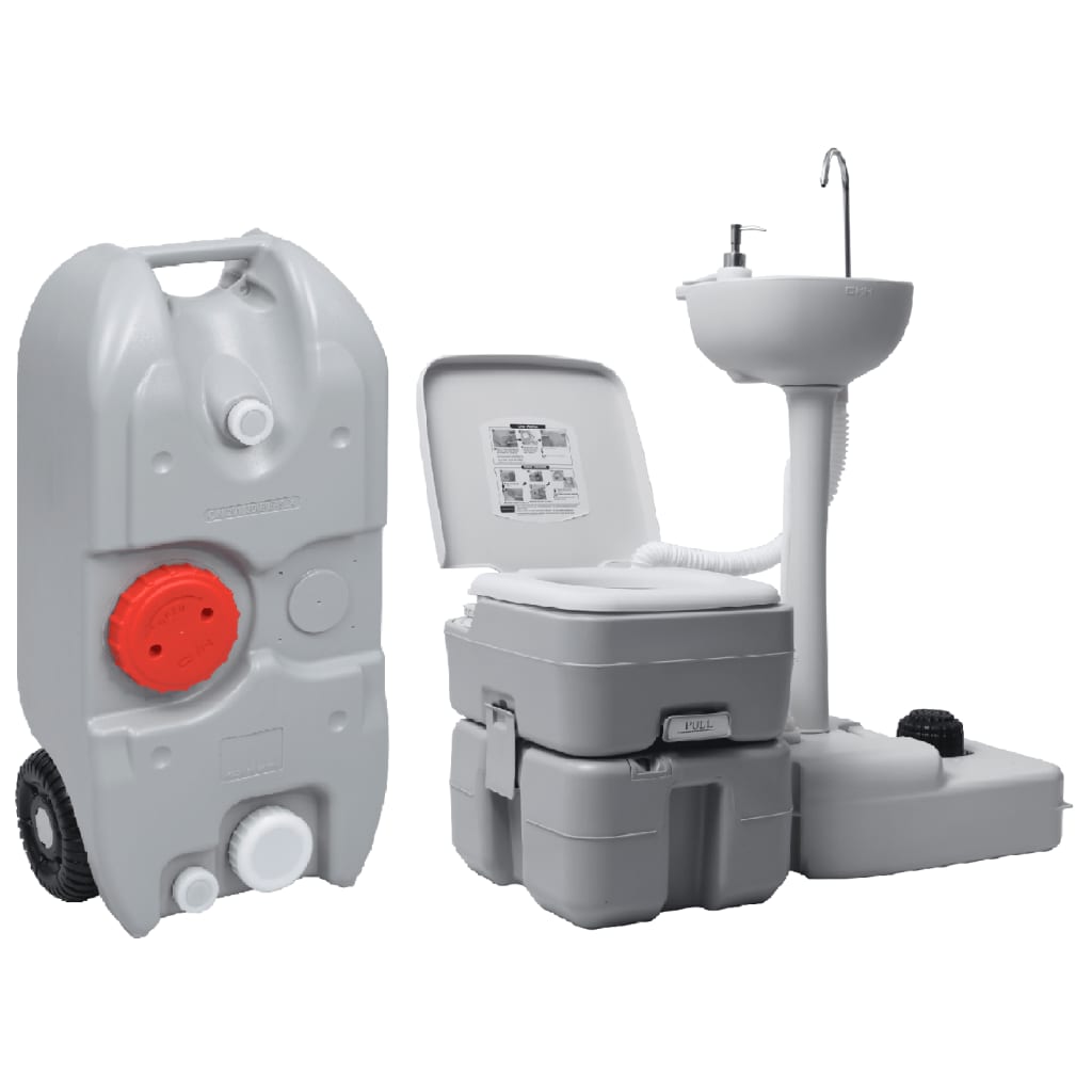  Ensemble de toilettes de camping portables avec lavabo et réservoir d'eau vidaxl 41,5 x 36,5 x 42 cm