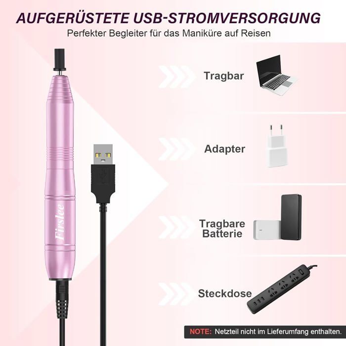 Ponceuse pour Ongles,Lime à Ongle Électrique 20000 RPM,Manucure Électrique Ongles pour Gels et Ongles Naturels,Set Nail Drill Idéal