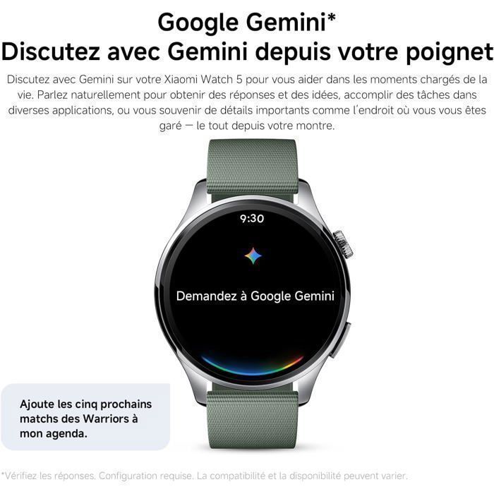 Xiaomi Watch 5 Green, NFC contactless payment, Gemini AI, 1.54