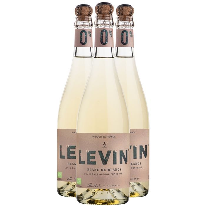 Villa Noria LEVIN Alkoholfreier Blanc de Blancs 2024 – Alkoholfreier Weißwein aus dem Languedoc-Roussillon (3 x 75 cl) Bio-Alkoholfrei