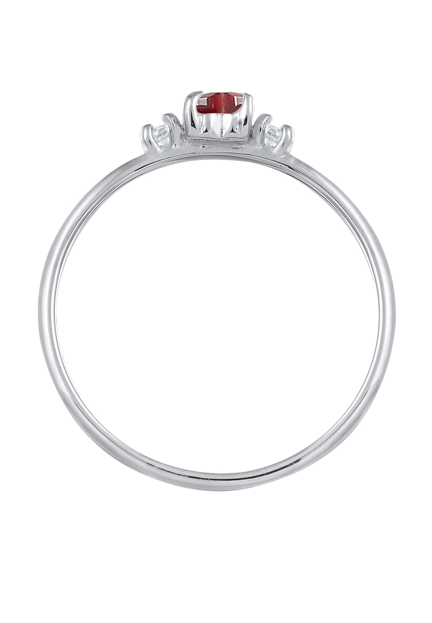 Elli Femmes Bague de fiançailles Cœur Rouge avec cristaux de zirconium en Argent Sterling 925 Plaqué Or