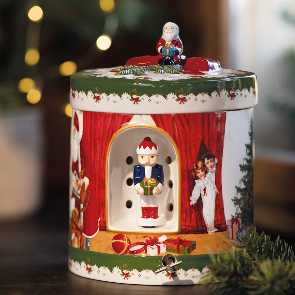 Villeroy & Boch okrugli set ukrasa, Djed Mraz donosi poklone, božićna igračka - 1 komad