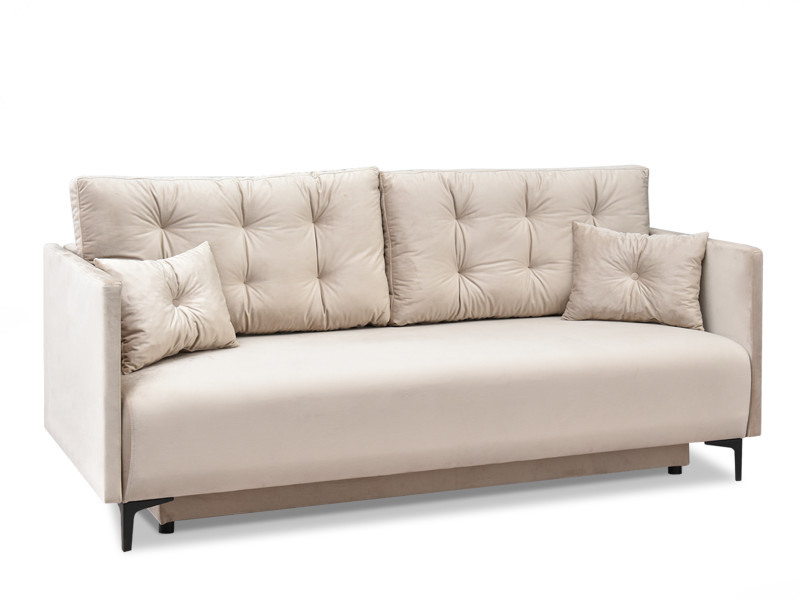 Sofa Molly Beżowy Welur, Podstawa Czarny