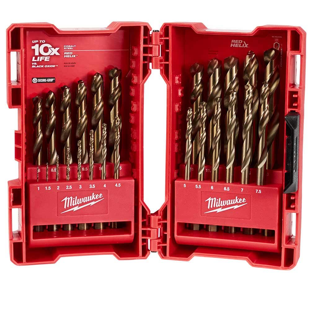 Conjunto de Brocas Métricas Milwaukee HSS-Cobalto 1-13 mm - Hélice Vermelha - 25 Peças 48892531