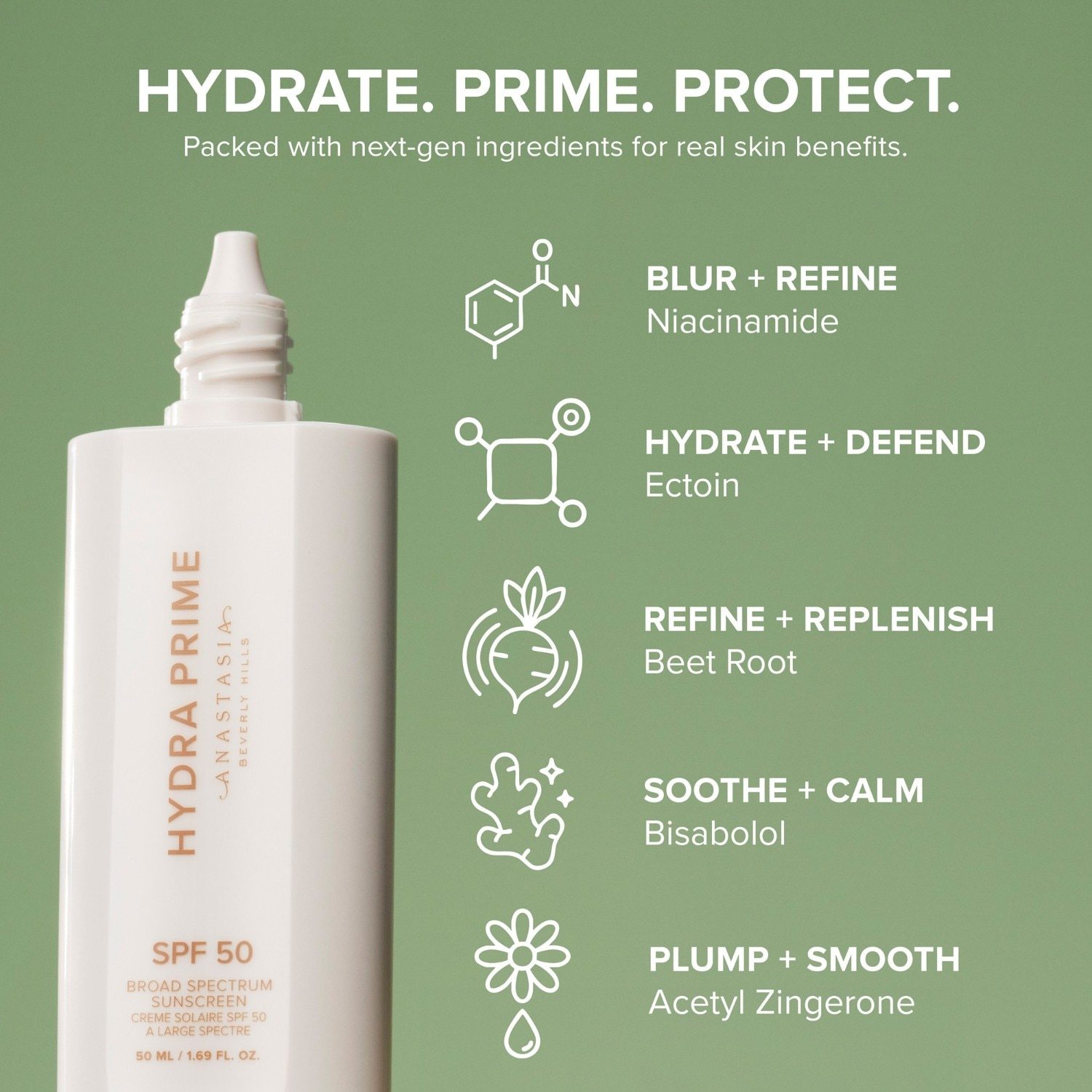 Anastasia Beverly Hills makiažo pagrindas „Hydra Prime SPF 50“ – 50 ml