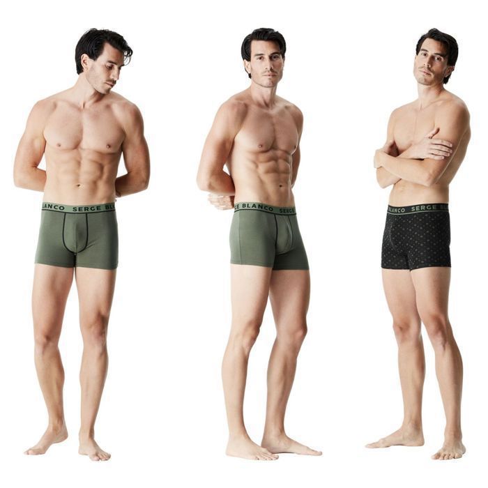 Serge Blanco Boxer Homme  Caleçon Homme - Noir  (Lot de 8)