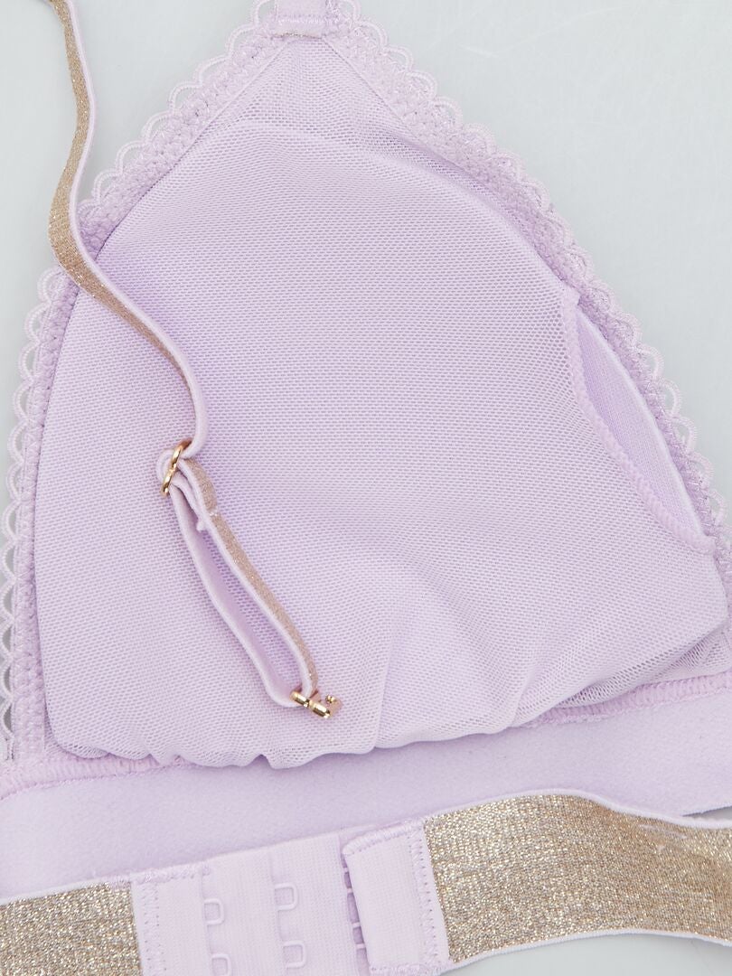 Sutiã Triângulo Acolchoado com Renda - ROXO