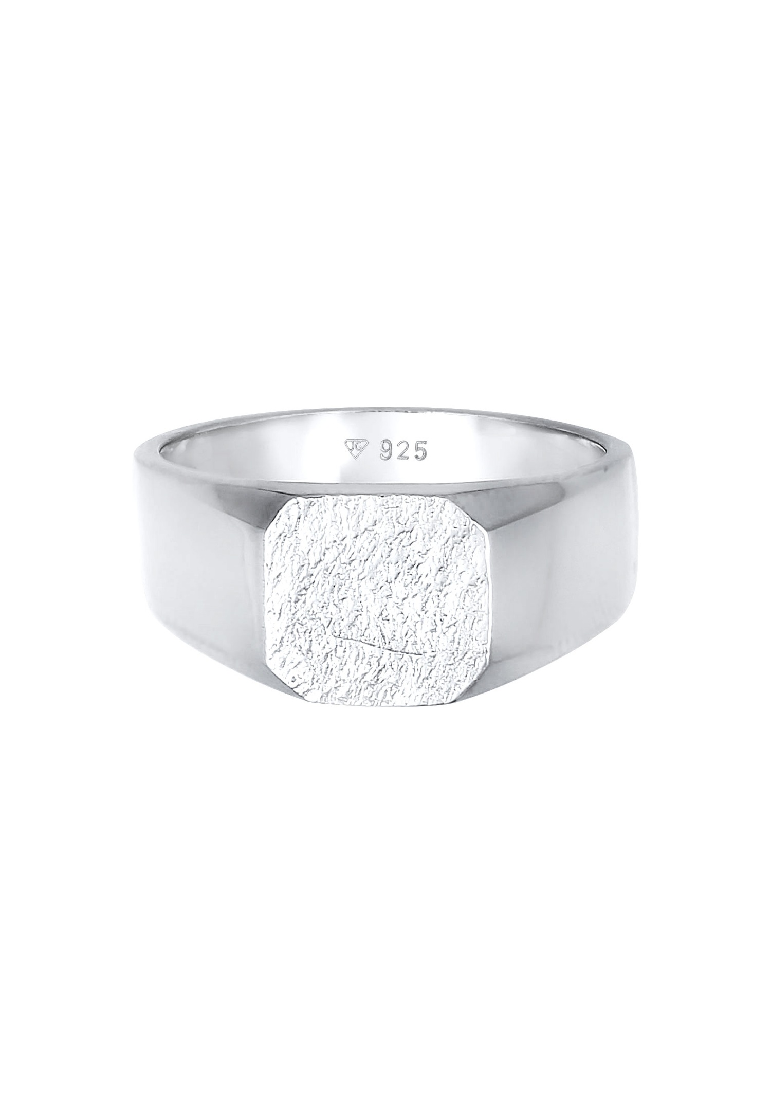 KUZZOI Hommes sceau carré basique texture noire en argent sterling 925