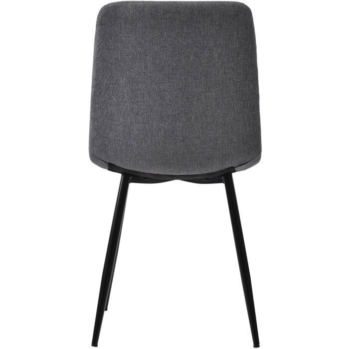 Schwarzer Esstisch (140 x 80 cm) mit 4 Stühlen, modernes Küchen-Esszimmer-Set, dunkelgraue Leinenstühle, Tisch