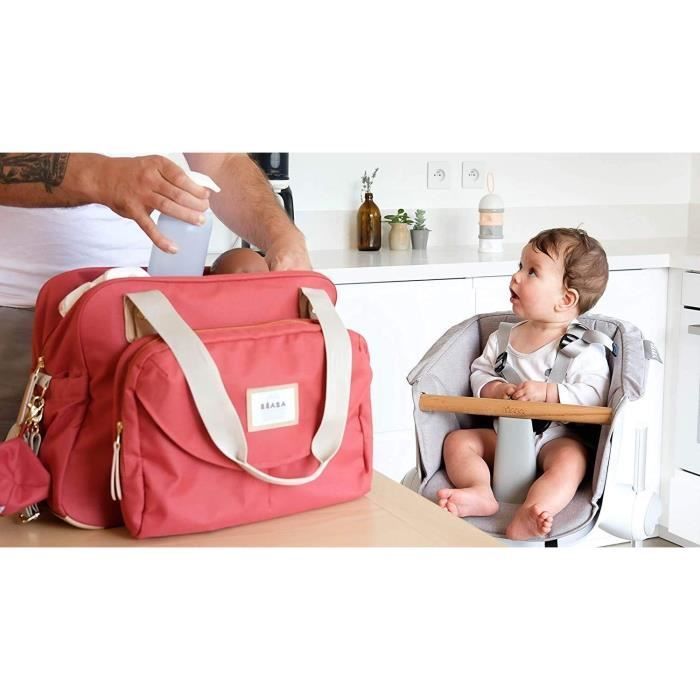 Bolso cambiador BEABA Geneva II, modular, gran capacidad, múltiples compartimentos, bolsillo frontal extraíble, terracota.