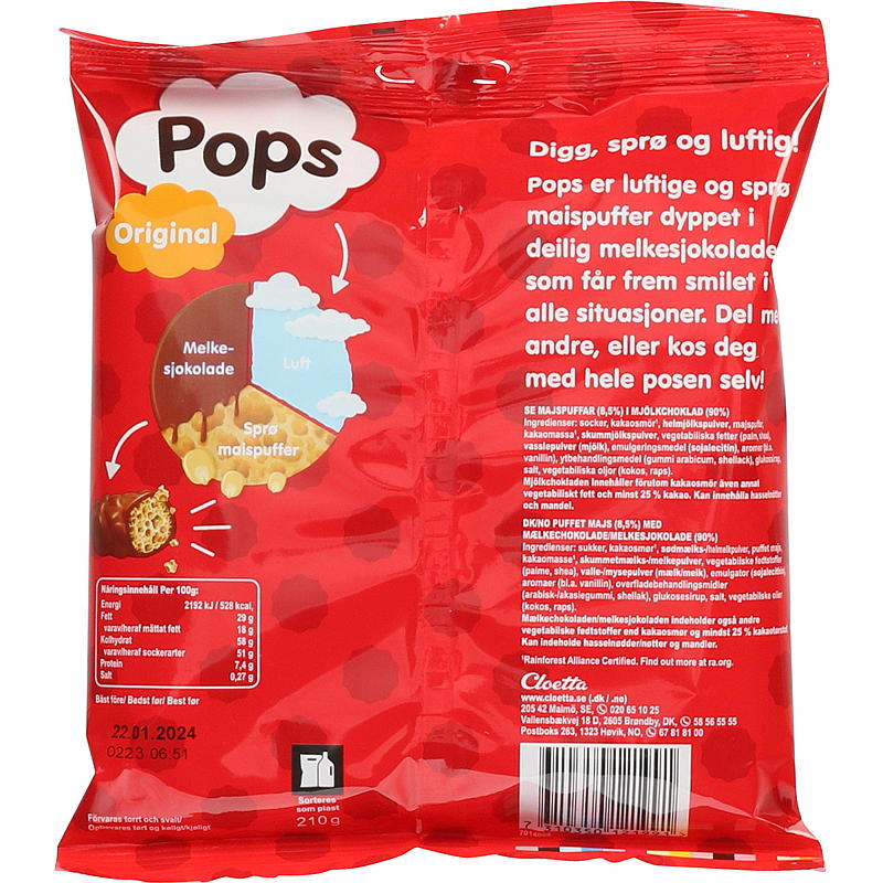 Cloetta Pops 210 g Originale