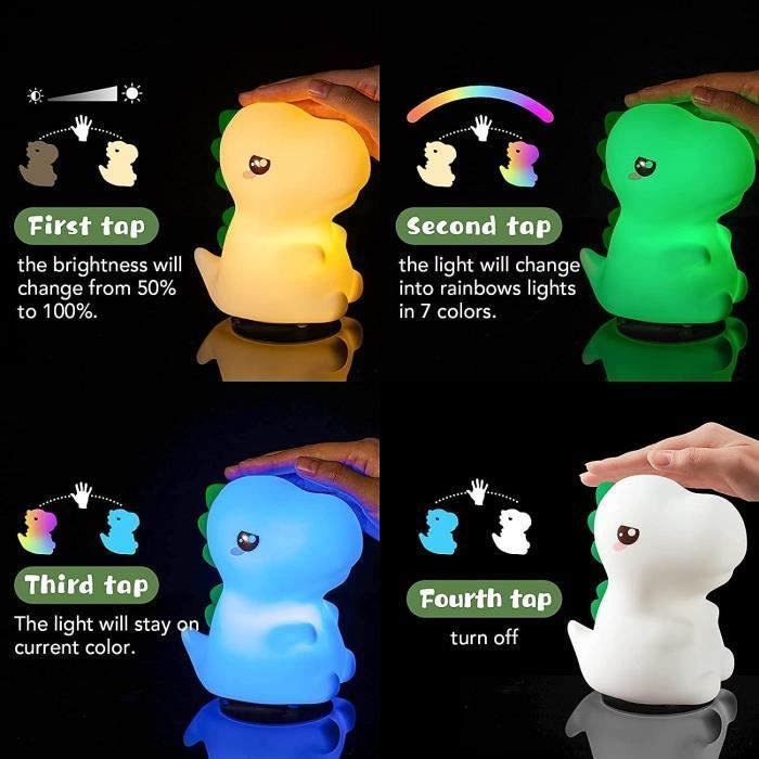 HautStore Veilleuse Dinosaure,Veilleuse Silicone Portable Rechargeable,Decoration Chambre Bebe,Cadeau