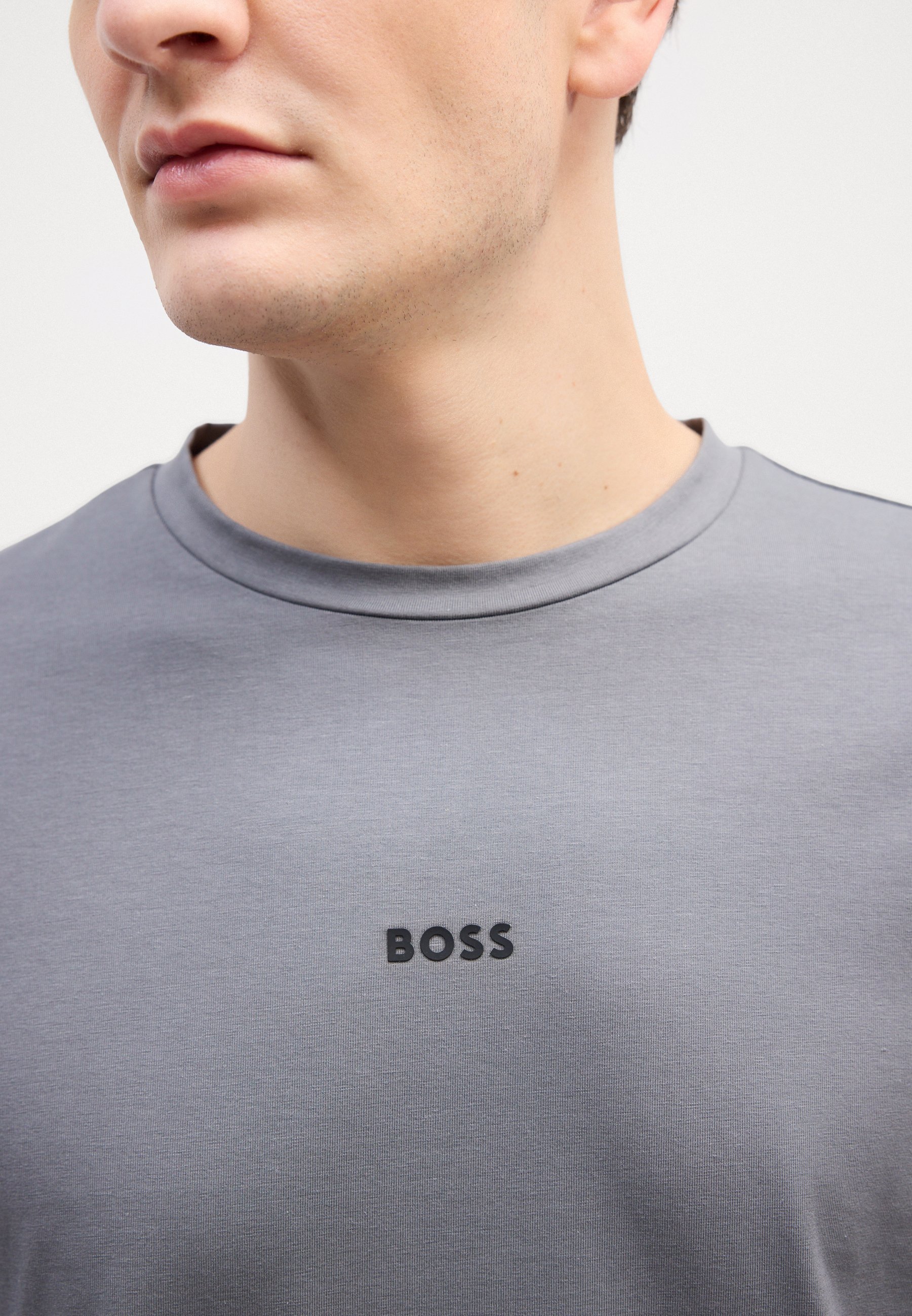 BOSS top met lange mouwen - open grijs