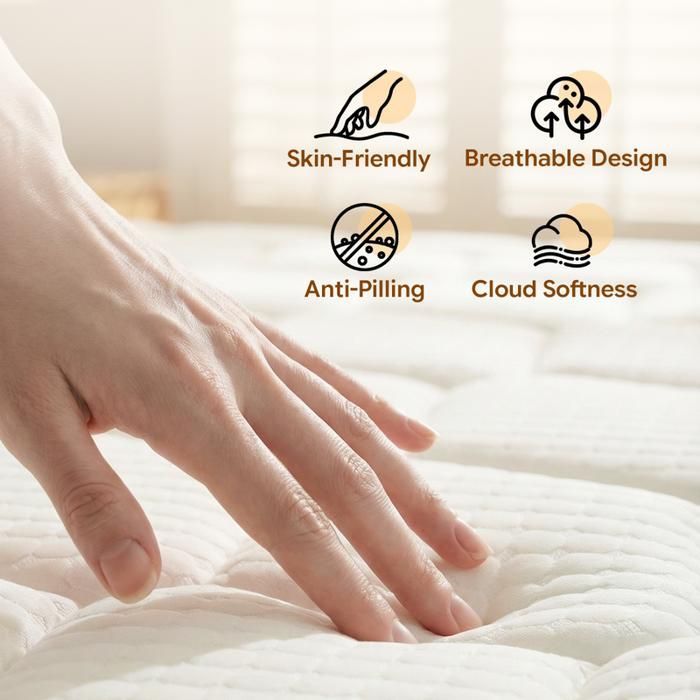 Matelas 90x200 cm HOLDLAMP - Très épais 25 cm - Mémoire de Forme + Ressorts 7 Zones - Hypoallergénique & Réversible Blanc