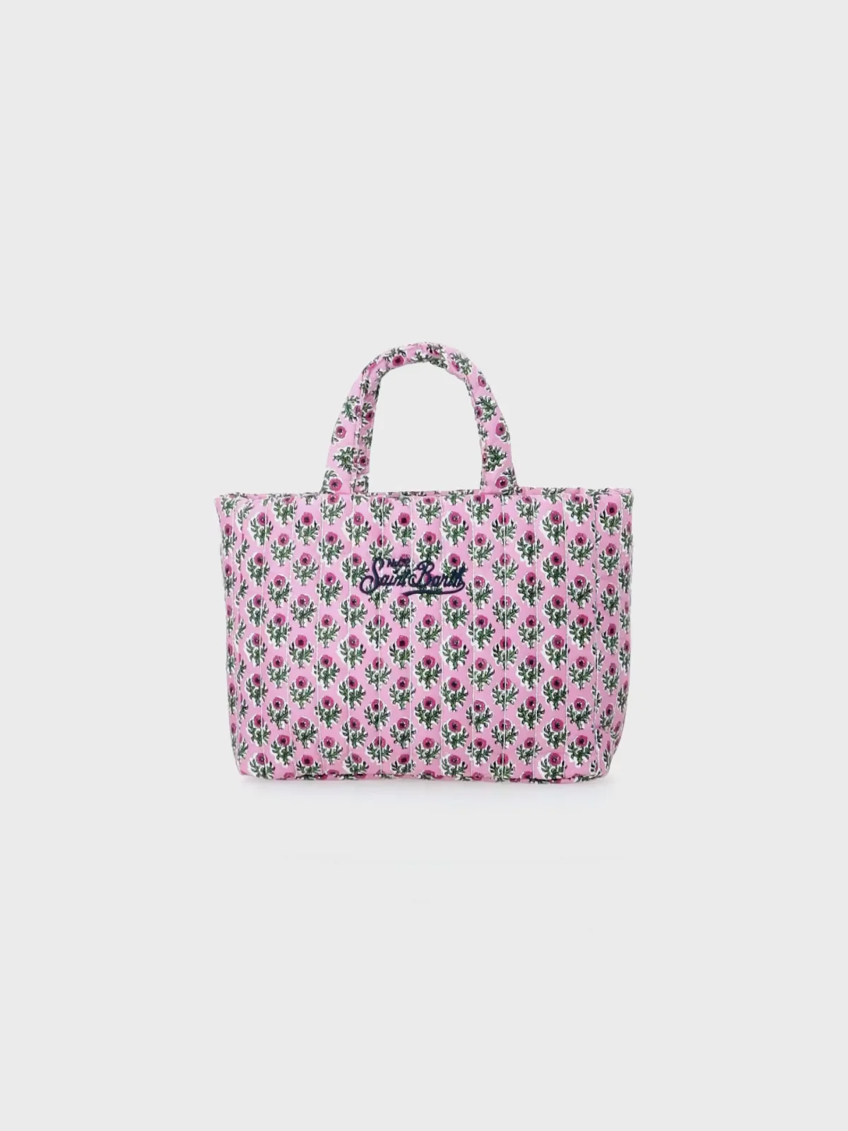 Roze gewatteerde zachte draagtas met bloemenprint