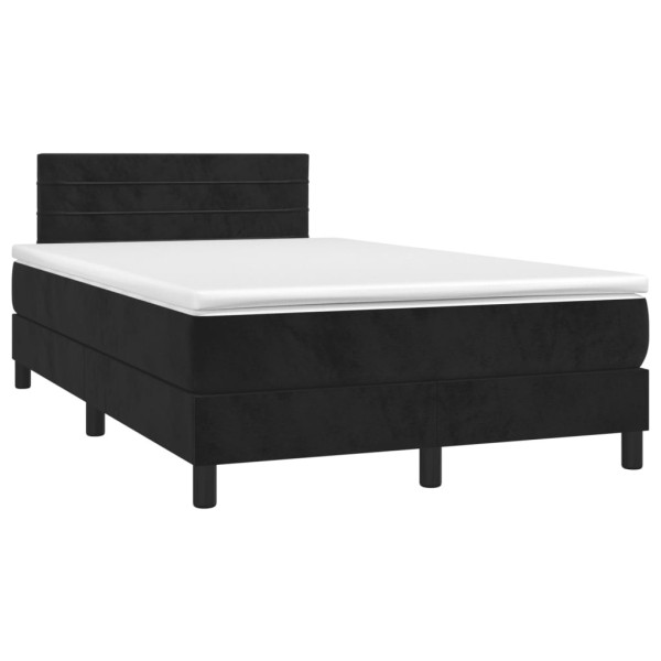 Łóżko kontynentalne z materacem i LED czarne 120x190 cm