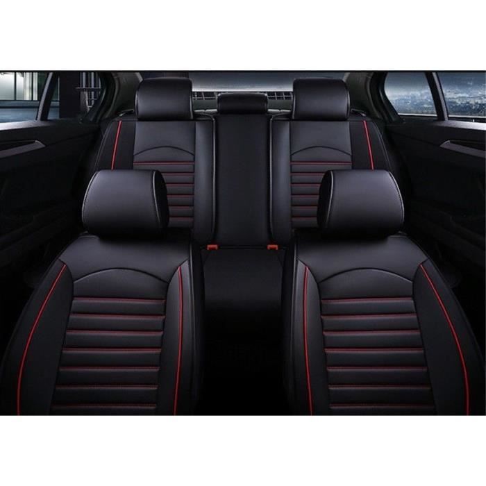Housses de siège - Simili Cuir ECO - Noir et Rouge - Universelles - Compatibles Airbags