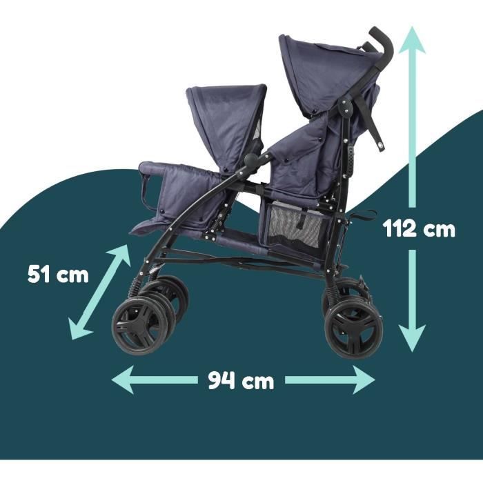 Passeggino doppio BAMBISOL - 6-36 mesi per il sedile anteriore (max 15 kg) e 0-36 mesi (max 15 kg) per il sedile posteriore