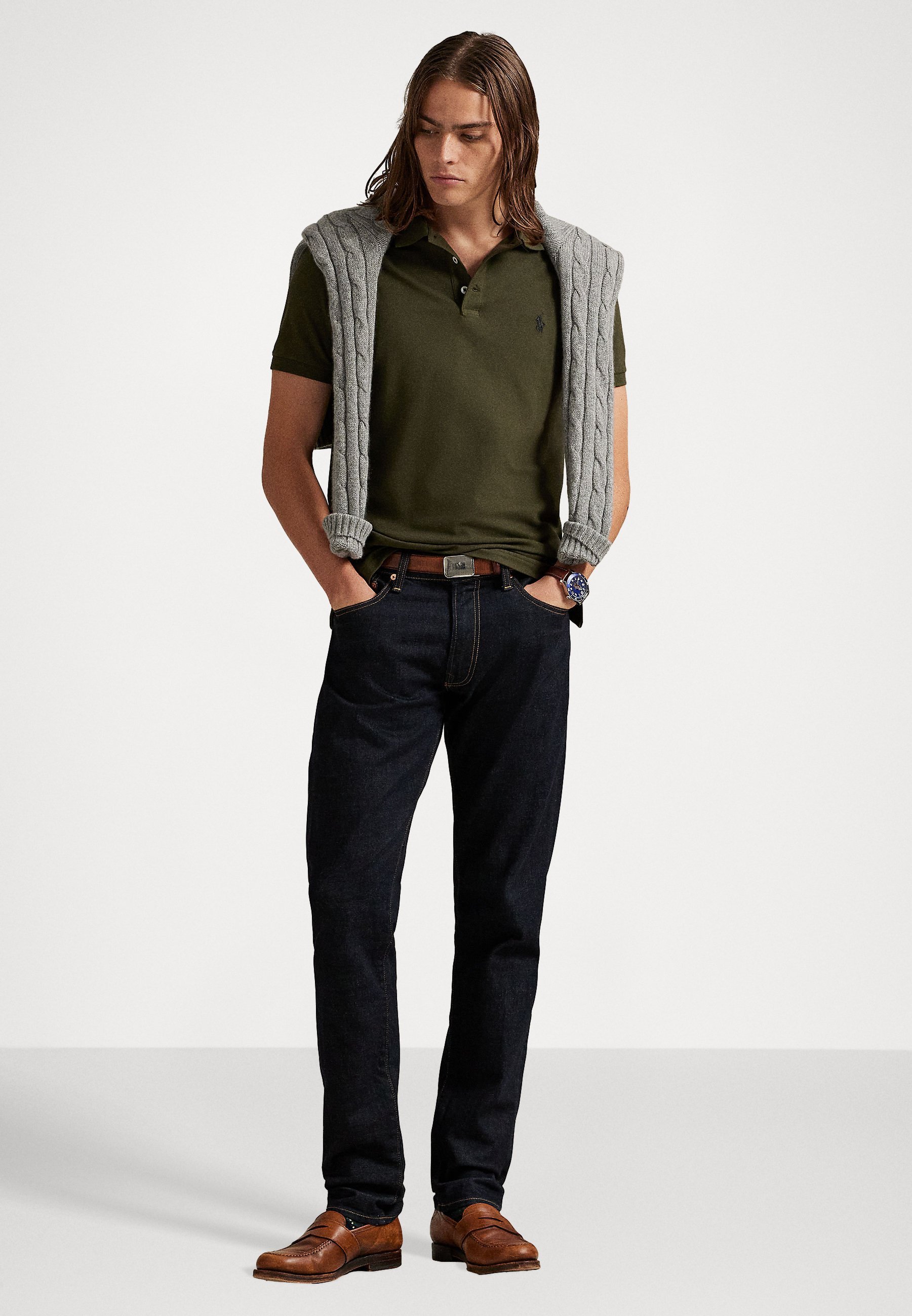 Polo Ralph Lauren CUSTOM SLIM FIT STRETCH MESH POLOSHIRT - Poloshirt - Firmenolivgrün