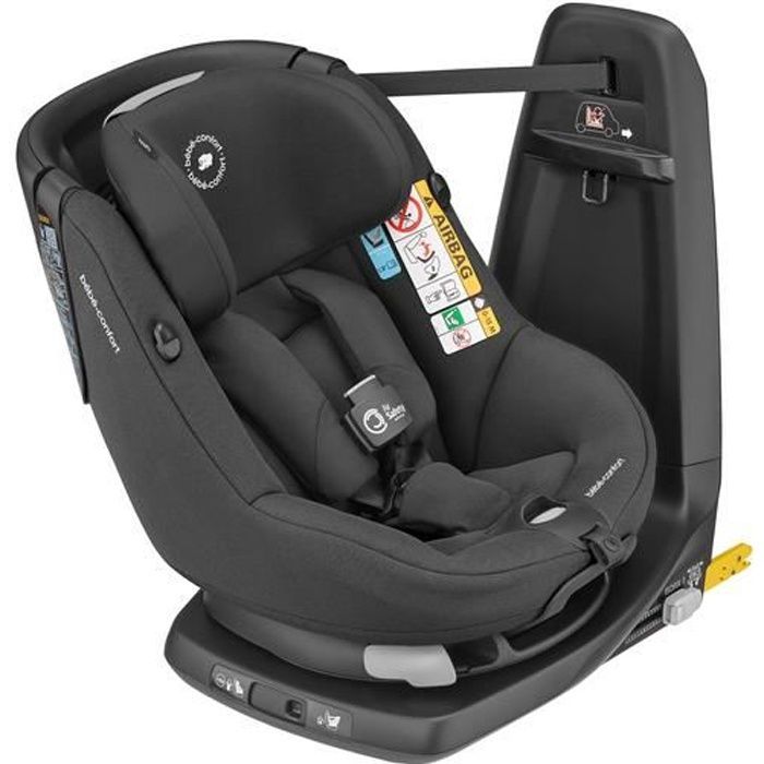 Silla de coche BEBE CONFORT AxissFix Air, Grupo 0+/1, Isofix, Giratoria, i-Size, Airbags integrados, Negro auténtico, de 4 meses a 4 años