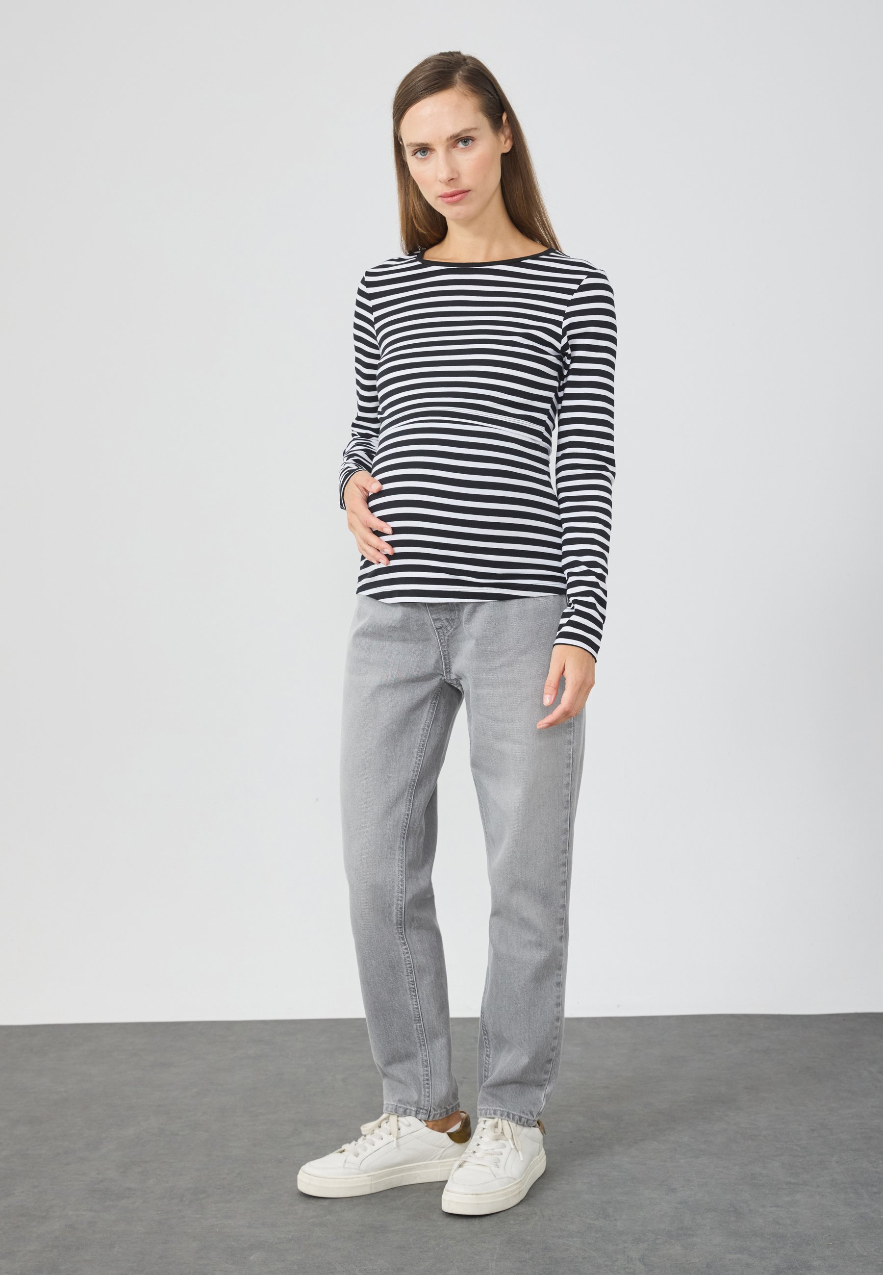 Anna Field MAMA BORSTING TOP MET LANGE MOUWEN (2 STUKS) - Top met lange mouwen - wit/zwart