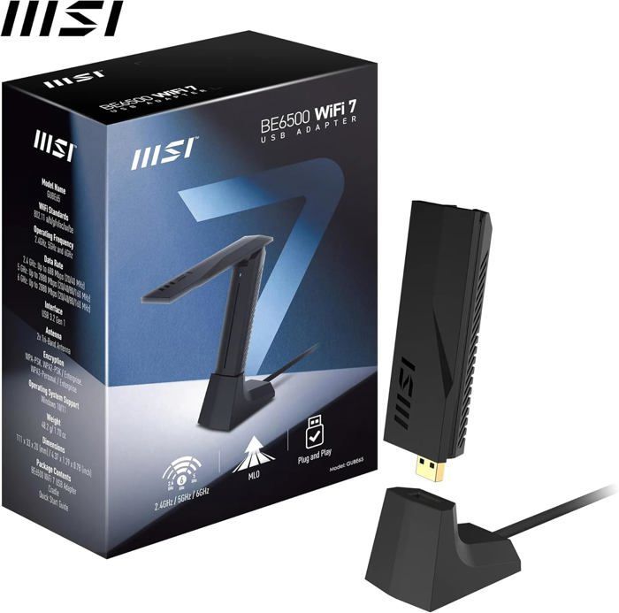 Adaptateur USB Wi‑Fi - LAMPE DU PARFUMEUR - BE6500 - Wi‑Fi 7 tri‑bande 6/5/2,4 GHz - USB 3.2 Gen1 Type‑A - MLO & antennes gain élevé