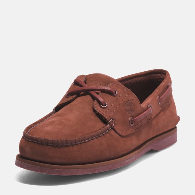 Scarpa da Barca in Pelle Classic da Uomo in                rosso scuro