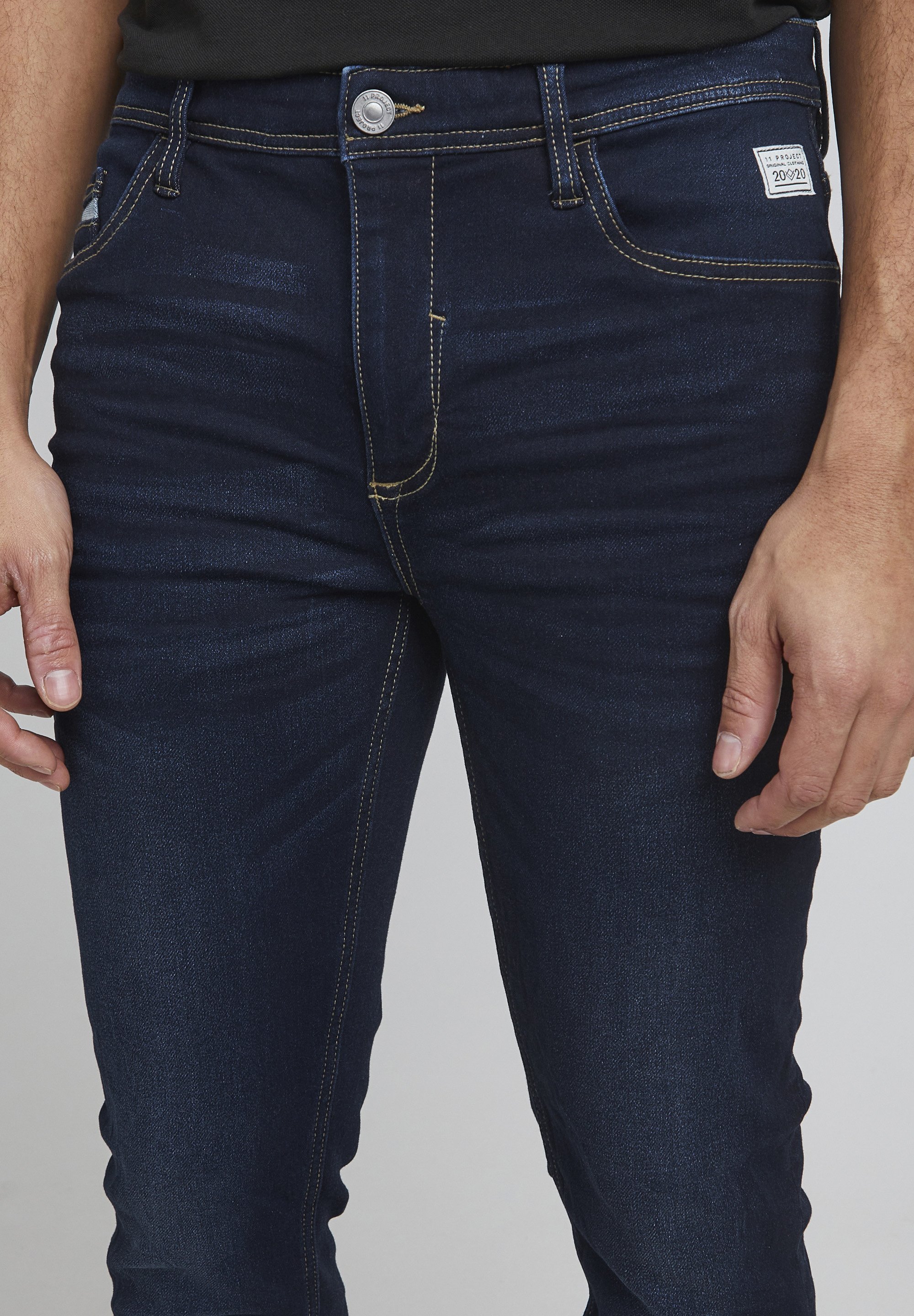 11 Projet PRBERGSON - Jean slim - denim bleu foncé