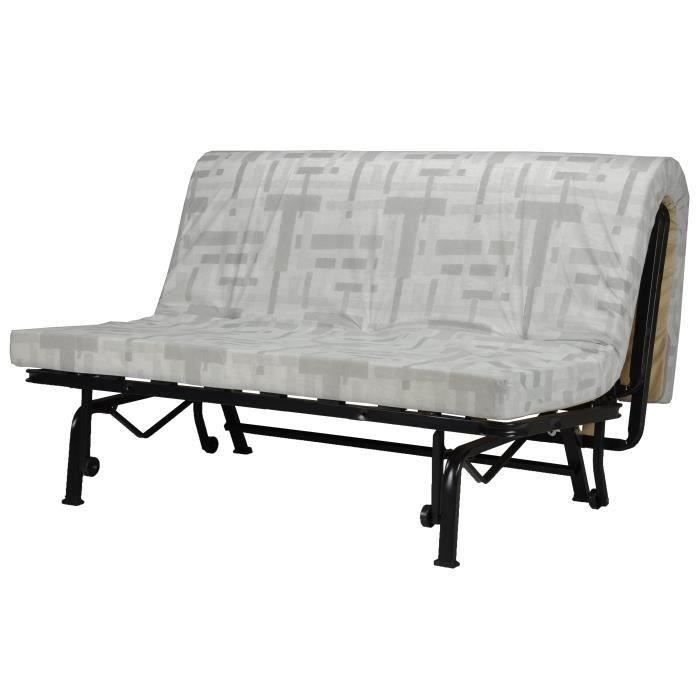 JOE BZ bäddsoffa - Ljusgrått tyg - 3-sits - B 143 x D 97 cm - Sovyta 140 x 190 cm