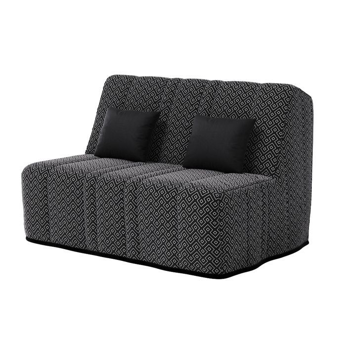 Banquette convertible GAIA  BZ , couchage 160x200, avec 2 coussins OFFERTS, Géometrik noir