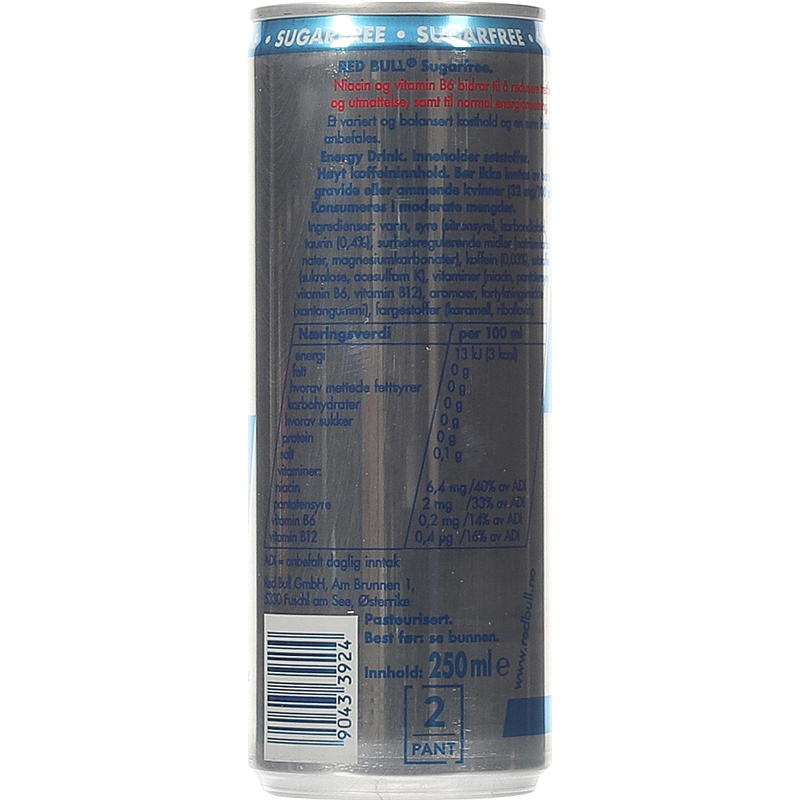 Red Bull 250 ml Energie zonder suiker