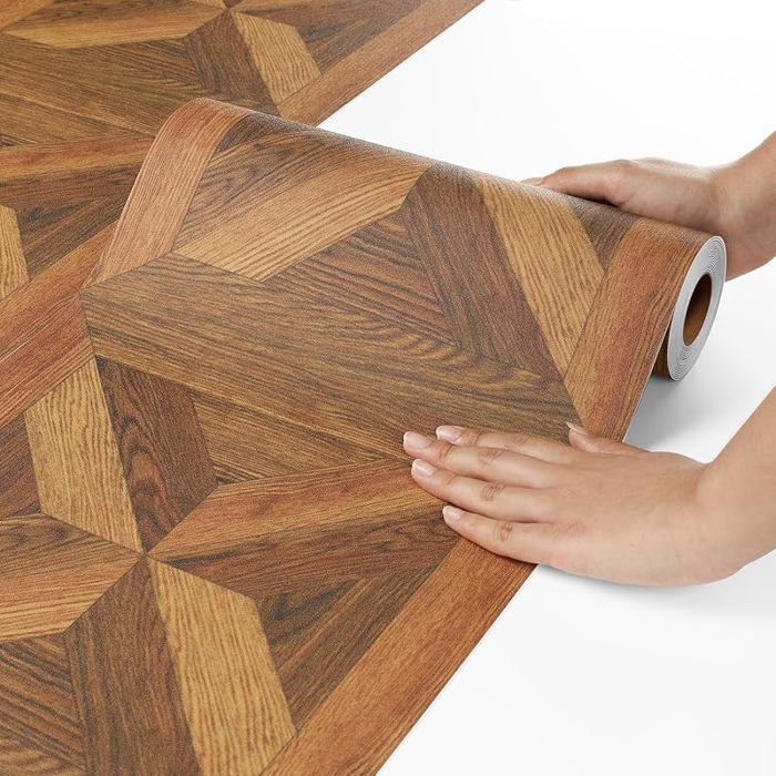 Lino Sol Rouleau Effet Parquet Foncé 30x450CM Revetement de Sol PVC en Rouleau Lino 30x450CM Bois Marron Retro BOIS MARRON SOLS PVC