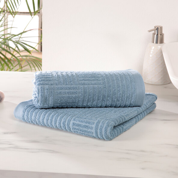 Geo Frottierserie Towel, Set of 4, blue