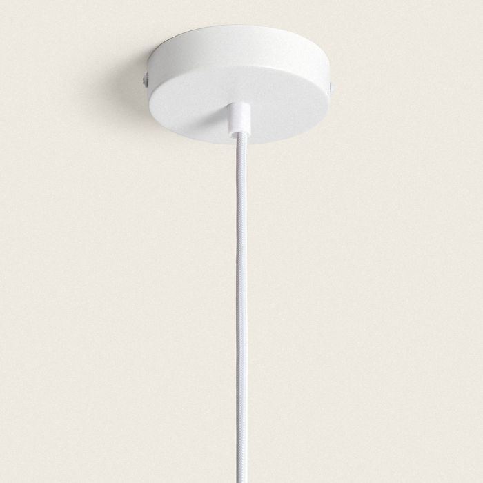 Lampada a sospensione Yara in metallo bianco e tessuto Ø400 mm