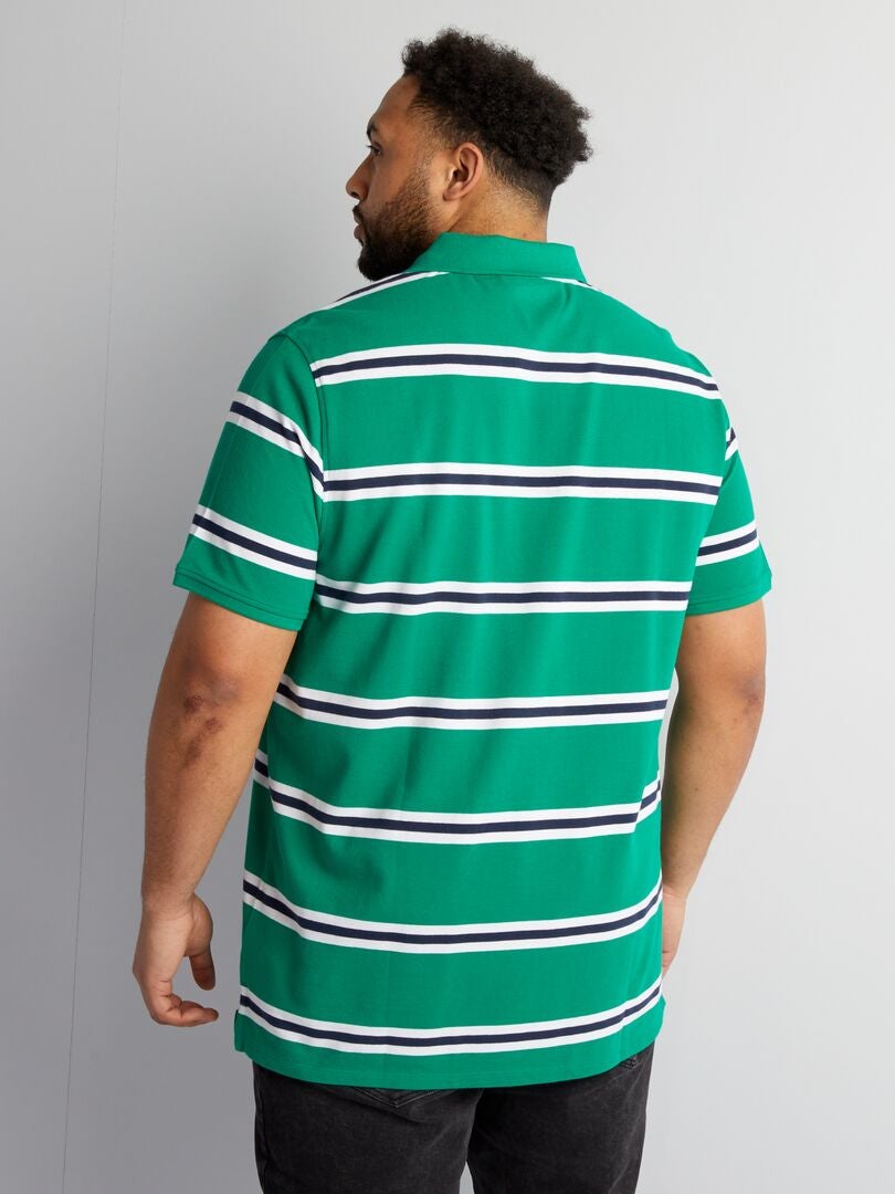 Gestreept katoenen poloshirt - GROEN