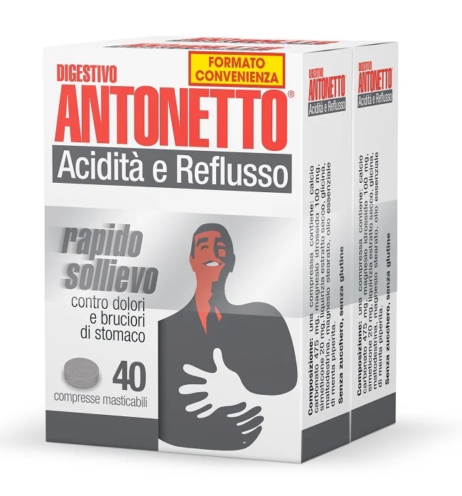 ANTONETTO DIGESTIVE Antonetto Acidité digestive et reflux PROMO Double boîte de 40+40 comprimés à croquer