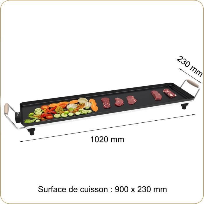 Piastra elettrica LITTLE BALANCE - Legno 90 - Superficie di cottura 90x23 cm - Rivestimento antiaderente senza PFAS - 2000 W