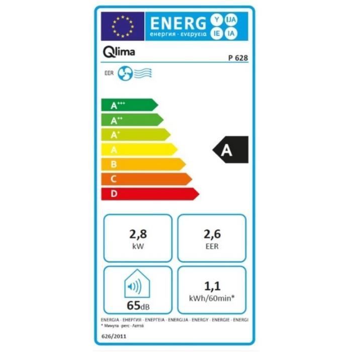 Condizionatore d'aria portatile QLIMA P628 - 2,8 W - Nero