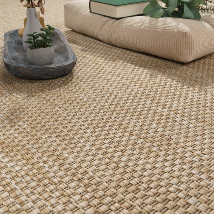 Alfombra de exterior Paco Home para balcón, terraza o cocina, lisa, moteada, color beige/blanco roto, 120x160 cm.
