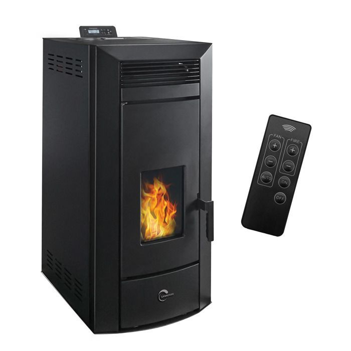 Estufa de pellets hidráulica sellada negra Sannover Kleona de 22,7 kW