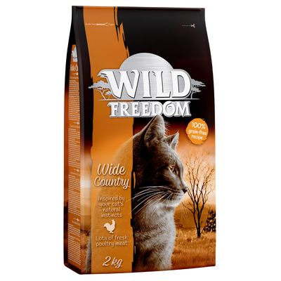 Ração seca Wild Freedom para gatos, pacote econômico com 3 unidades de 2 kg.