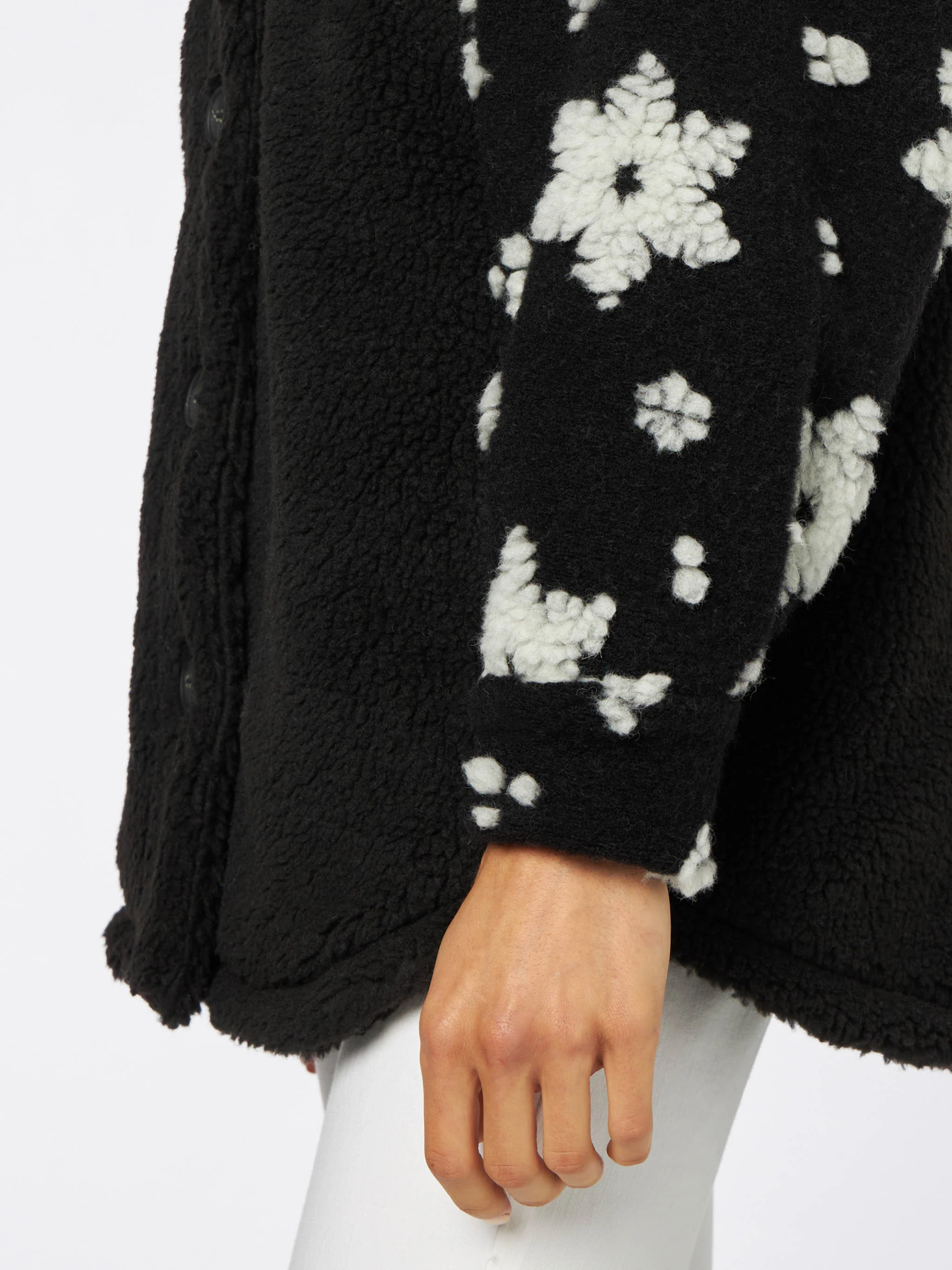 Sherpa top voor dames met sneeuwvlokkenprint