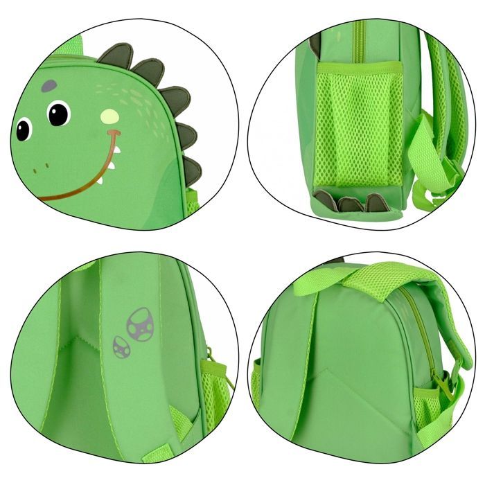 Boys' Kindergarten Backpack, Dinosaur Design, Small Excursion Backpack with Reflectors, 29x23x8 cm
