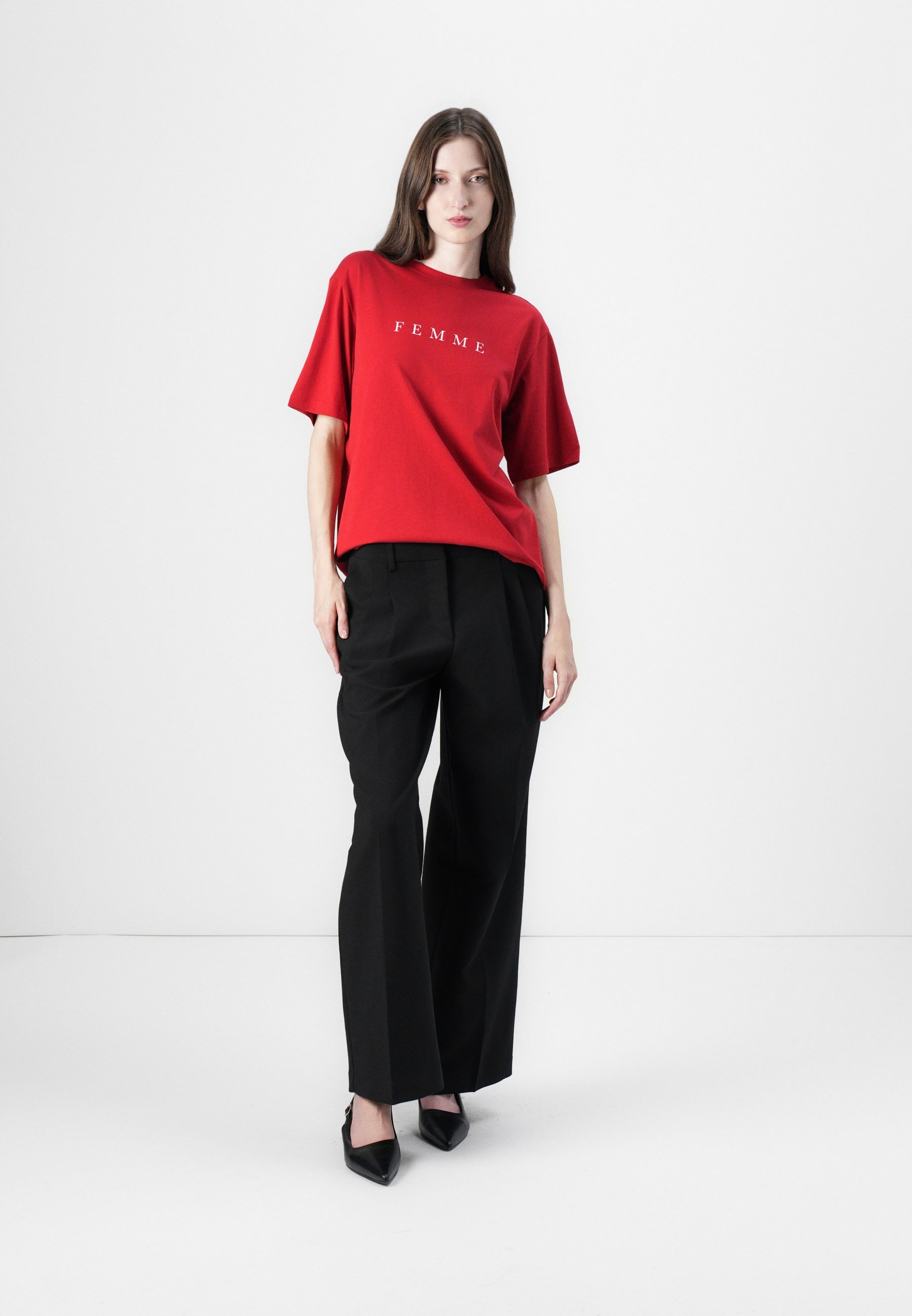 Selected Femme SLFVILJA PRINTED TEE - T-shirt met print - ruiterrood
