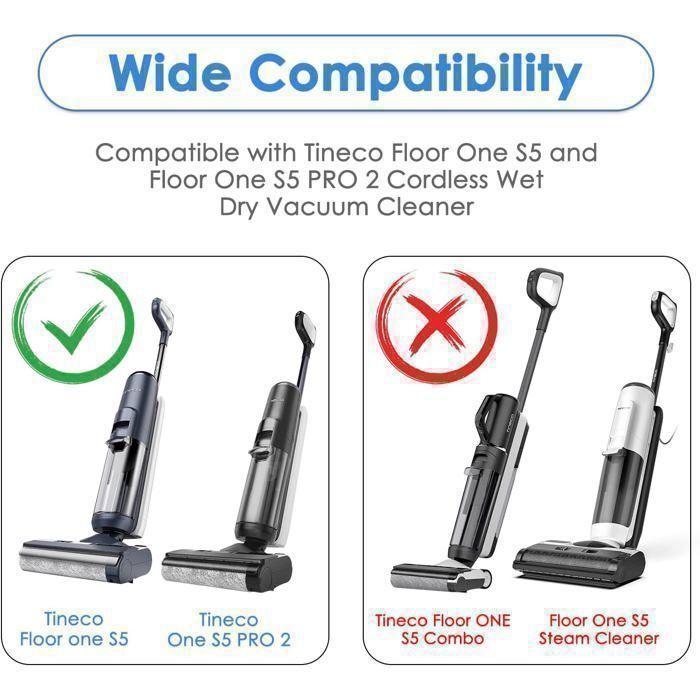 Accessoirekit - Tineco - Floor One S5 - Nat- en droogstofzuiger - Compatibel met S5 PRO - 2 rollers