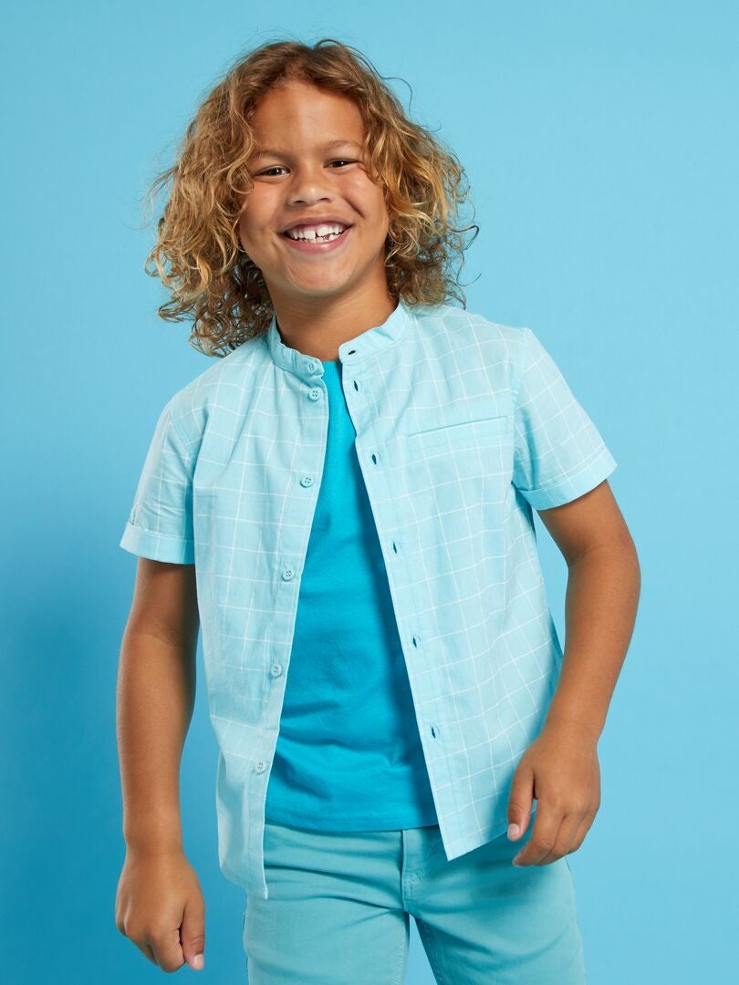 Camisa de manga corta con estampado - AZUL